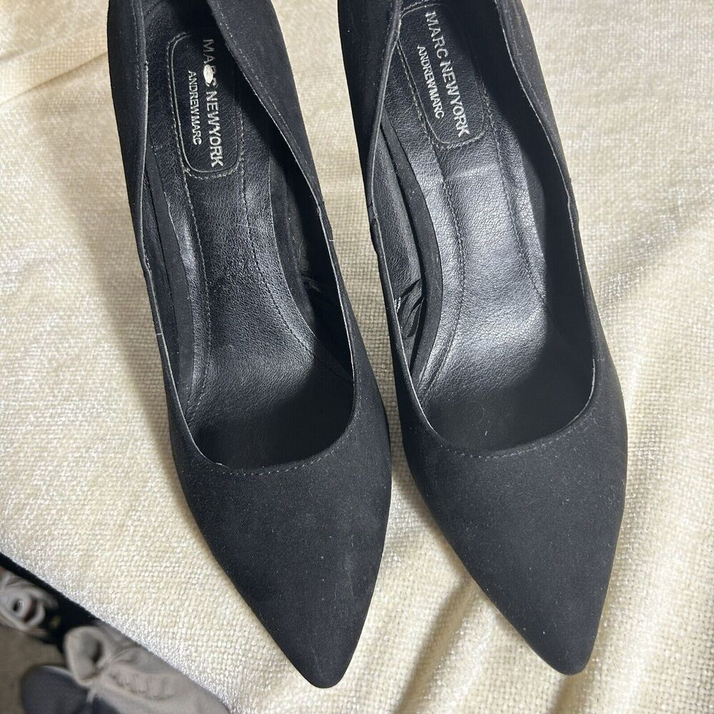 Marc Newyork Andrew Marc Black Textile 3.5" Heels Pump Slip on Shoes 7.5